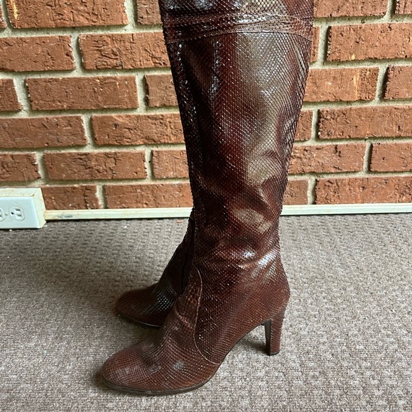 ROSINA FERRAGAMO SCHIAVONE vintage boots snake skin size 7 But Fit Like Size 6! - Picture 5 of 8